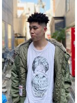 クフィア メンズヘアー カンポ 難波店(CUFFIA MEN'S HAIR CAMPO)&nbsp;スペインカールスパイキーショートブルーブラックソフトモヒカン