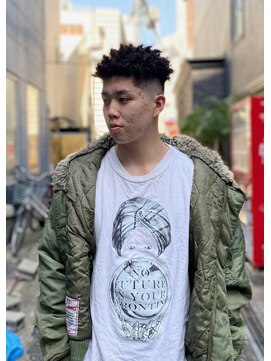 クフィア メンズヘアー カンポ 難波店(CUFFIA MEN'S HAIR CAMPO) スペインカールスパイキーショートブルーブラックソフトモヒカン