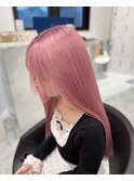14446ブリーチ＆ダブルカラーラベンダーピンクレイヤーロング