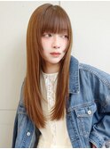ロング/ストレート/顔周りレイヤー/髪質改善/ナチュラルブラウン