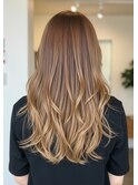 レイヤーロングベージュ20代30代40代くびれエクステ韓国ヘア