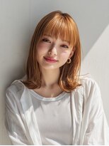 ウーラバイウェルズ 大和八木(U-ra by wells)&nbsp;ぱっつん前髪のアプリコットオレンジミディ
