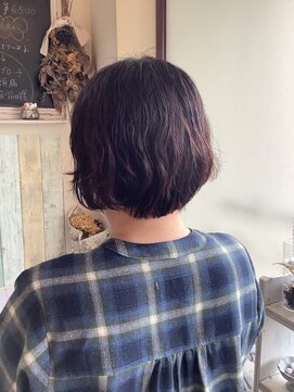 リエットヘア(Lie et.hair) 大人可愛い×ランダムパーマ×ふわボブ＊ラベンダーベージュ