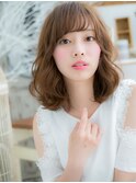 くせ毛風ココアブラウン斜めバング抜け感ロブc5越谷20代30代40代