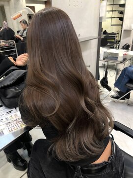 サイン 表参道(SIGN) グレーベージュレイヤーロング前髪パーマ黒髪