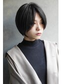 大人可愛い20代30代40代黒髪前下がりショートボブ丸みショート◎