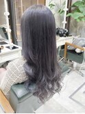 Wカラーブリーチ　暗髪透明感カラーブルーアッシュグレーカラー
