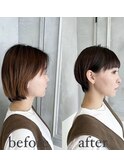 マッシュショート×グレーブラウンカラー
