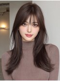 前髪カットロング韓国ヘア顔周りレイヤー小顔_m0003