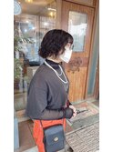 【黒髪ボブ × 無造作パーマ】
