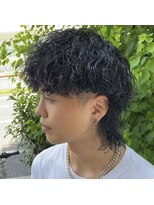 ウェーブ(WAVE)&nbsp;メリハリマッシュウルフ×波巻きスパイラル/メンズパーマ