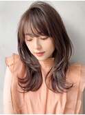 美髪デジタルパーマピンクブラウン艶感大人可愛い#340e0311