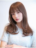 大人可愛い寒色系透明感カラーロングフェイスレイヤー