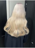7853ブロンドミルクティーアッシュハイトーンカラーワンホンヘア