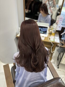 ハピネス 梅田茶屋町店(HAPPINESS) ピンクブラウン ピンクラベンダー 韓国風巻き ぱっつん前髪