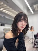 韓国巻き/ミディアムヘア/韓国ヘア