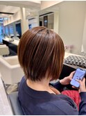 乾かすだけでまとまる/丸み縮毛矯正/ショートボブ/お客様ヘア