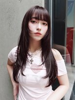 アルバム 銀座(ALBUM GINZA)&nbsp;ロンググレージュ暗めカラー韓国ヘア顔周りレイヤー_F1099