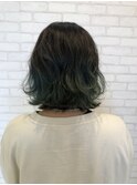 グラデーションカラー/バレイヤージュ/グリーン/ケアブリーチ