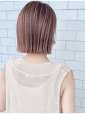 ▼コーラルベージュぱっつん外ハネボブ