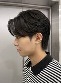 韓国ヘアカルマパーマカルマバングセンターパート黒髪ウルフ