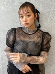 三軒茶屋_レディース_ヘアアレンジ_ヘアセット_リボンアレンジ