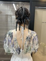 ツインリボンアレンジ結婚式ドレスヘア