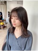 ミディアム顔周りレイヤーおくれ毛前髪万代新潟