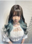 人気デザインカラーターコイズブルー☆デザインカット池袋東口店