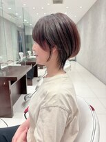 アース 栄店(HAIR&MAKE EARTH)&nbsp;earthショートレイヤーボブミルクティー丸みショートボブ