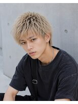 MEN's Baguz MEN'Sカット/ MEN'Sパーマ/ MEN'Sカラー ブロンドカラー束感マッシュ韓国風メンズヘア
