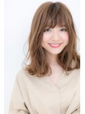 斜めバング×くすみピンク*無造作ふわミディY戸頭20代30代40代