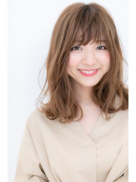 カバーヘア イヴ 戸頭店(COVER HAIR EVE) 斜めバング×くすみピンク*無造作ふわミディY戸頭20代30代40代
