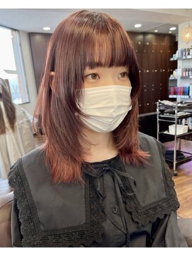 レイラバイアフロート 吉祥寺(Lila by afloat) ピンクページュのボブルフ／ウルフカット20代30代40代