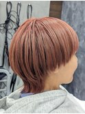 マッシュウルフ/ベージュピンク/ハイトーンカラー/30代40代