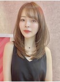 顔まわりレイヤーカット髪質改善縮毛矯正ココアベージュ小顔仙台