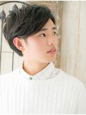 ダークアッシュ斜めバング刈り上げショートY上尾
