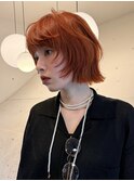 ウルフボブ×オレンジカラー