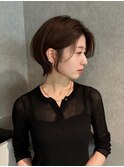 オリーブグレー/ボブ/顔周り/小顔/レイヤー/髪質改善/縮毛矯正