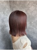 くびれボブ/ピンクボルドー/ナチュラルハイライト