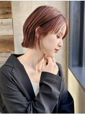 切りっぱなしボブ ピンクアッシュ カーテンバングt115