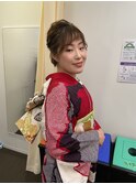 振袖着付けとショート着物ヘア【成人式着付け/立川/立川南】
