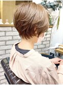 クールショート/ショートパーマ/ボブルフ/ピンクベージュ/柴