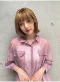 【目黒不動前】外ハネミディのハイトーンボブ
