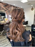 ハーフアップお出かけヘアセットお呼ばれヘアおしゃれスタイル