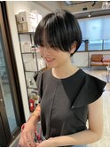 大人可愛い20代30代40代黒髪前下がりショートボブ丸みショート◎