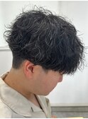 波巻きパーマメンズパーマメンズヘアツーブロックツイストパーマ