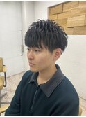 アッシュブラック黒髪ニュアンスパーマショートカット所沢韓国