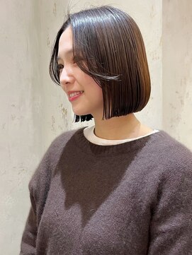 ロンド ボーイ 表参道(Lond BOY) イメチェン外ハネボブ美髪ワイドバングミディアム縮毛矯正ボブ