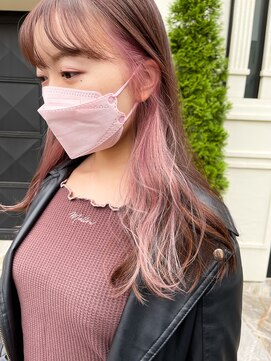 エミス バイ メルト 吉祥寺(emis by melt) 【堀惠洋平】インナーカラー イヤリングカラーペールピンク